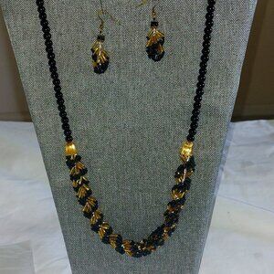 27" beaded necklace with matching earrings